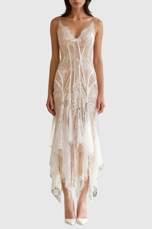 Vills Flared Lace Midi Dress