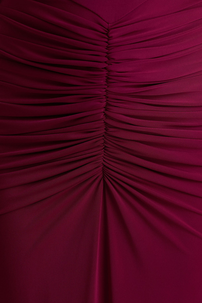 Vilma Cape Sleeves Ruched Maxi Dress - Purple