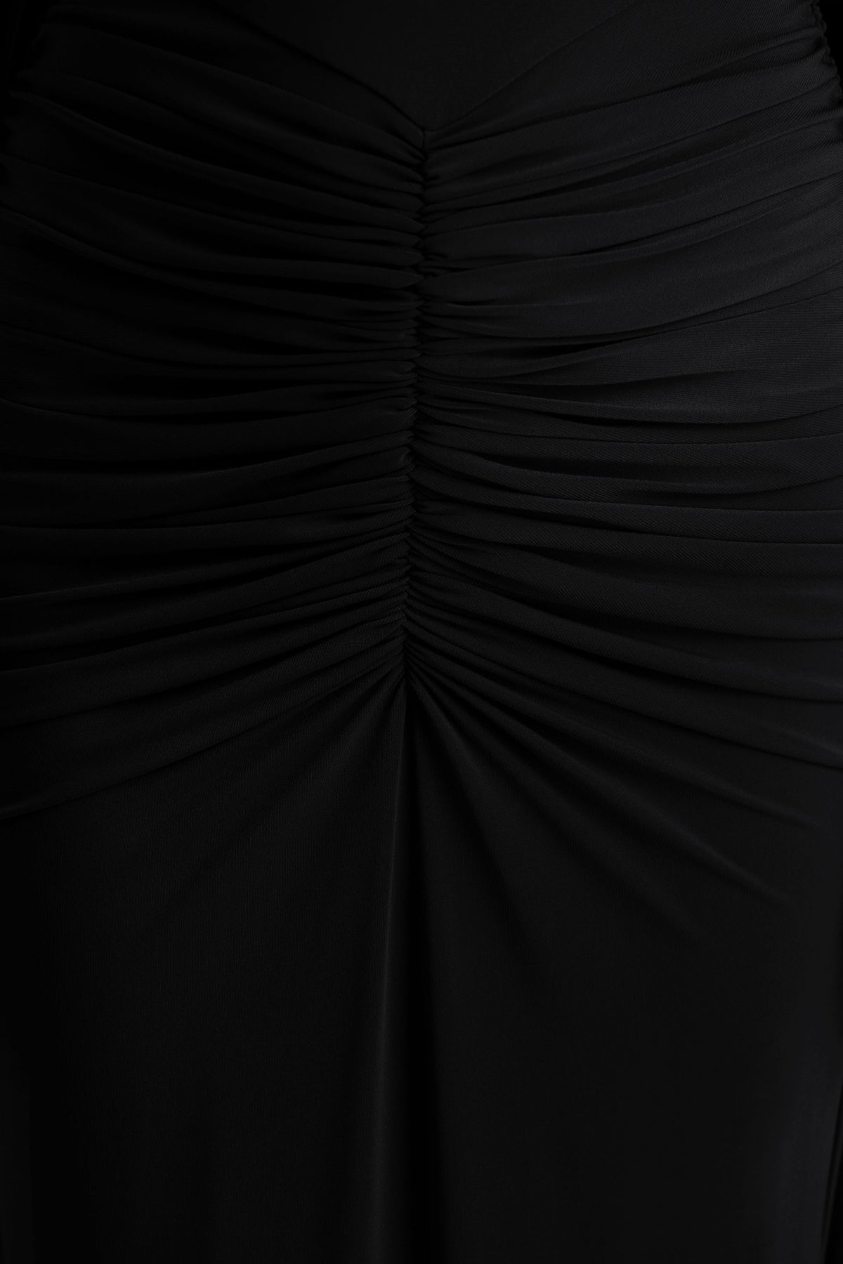 Vilma Cape Sleeves Ruched Maxi Dress - Black