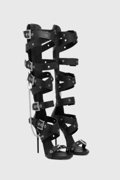 Vinny Buckle Knee High Gladiator Sandals