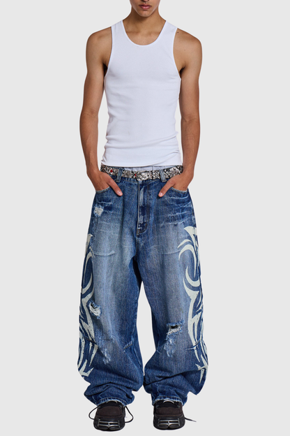 Violaine Blade Print Colossus Jeans - Blue