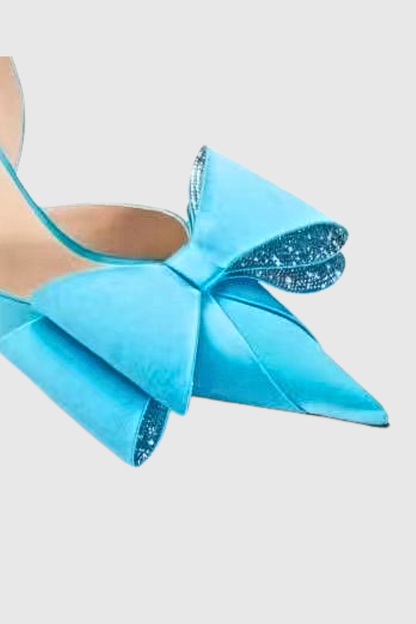 Violeta Bow-embellished Slingback Pumps - Blue