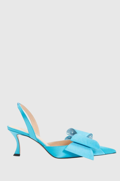 Violeta Bow-embellished Slingback Pumps - Blue