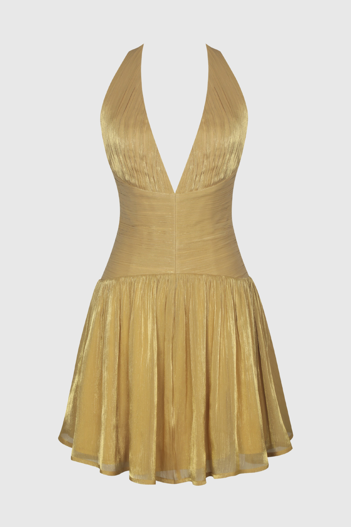 Violetta Halter Ruched Lustrous Mini Dress