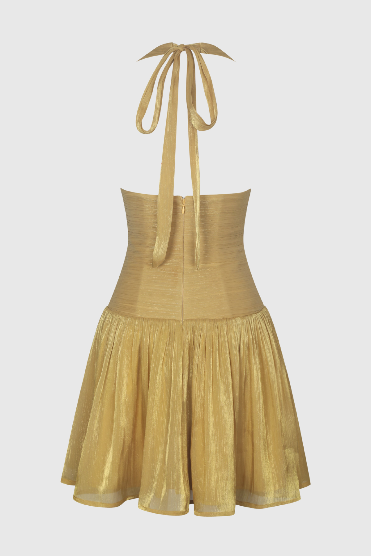 Violetta Halter Ruched Lustrous Mini Dress