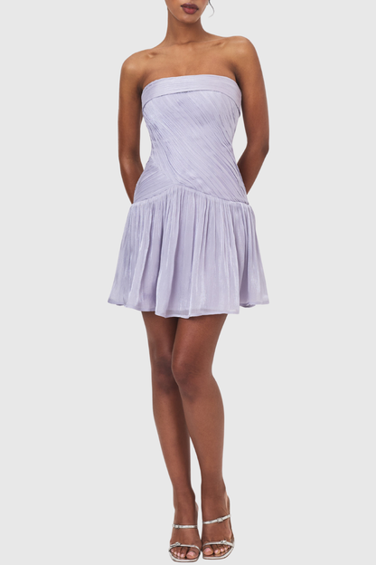 Violetta Strapless Ruched Lustrous Mini Dress