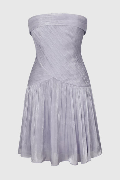 Violetta Strapless Ruched Lustrous Mini Dress