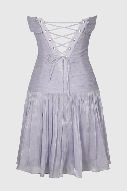 Violetta Strapless Ruched Lustrous Mini Dress