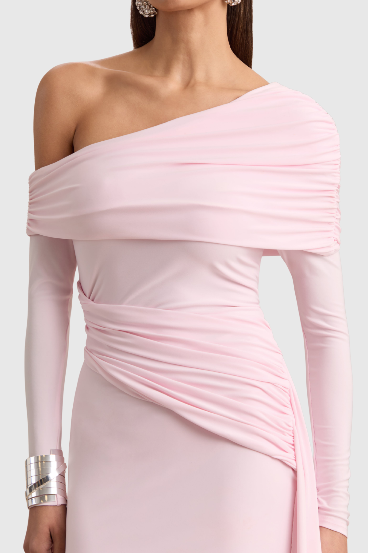 Vlaise Off Shoulder Draped Mini Dress - Pink