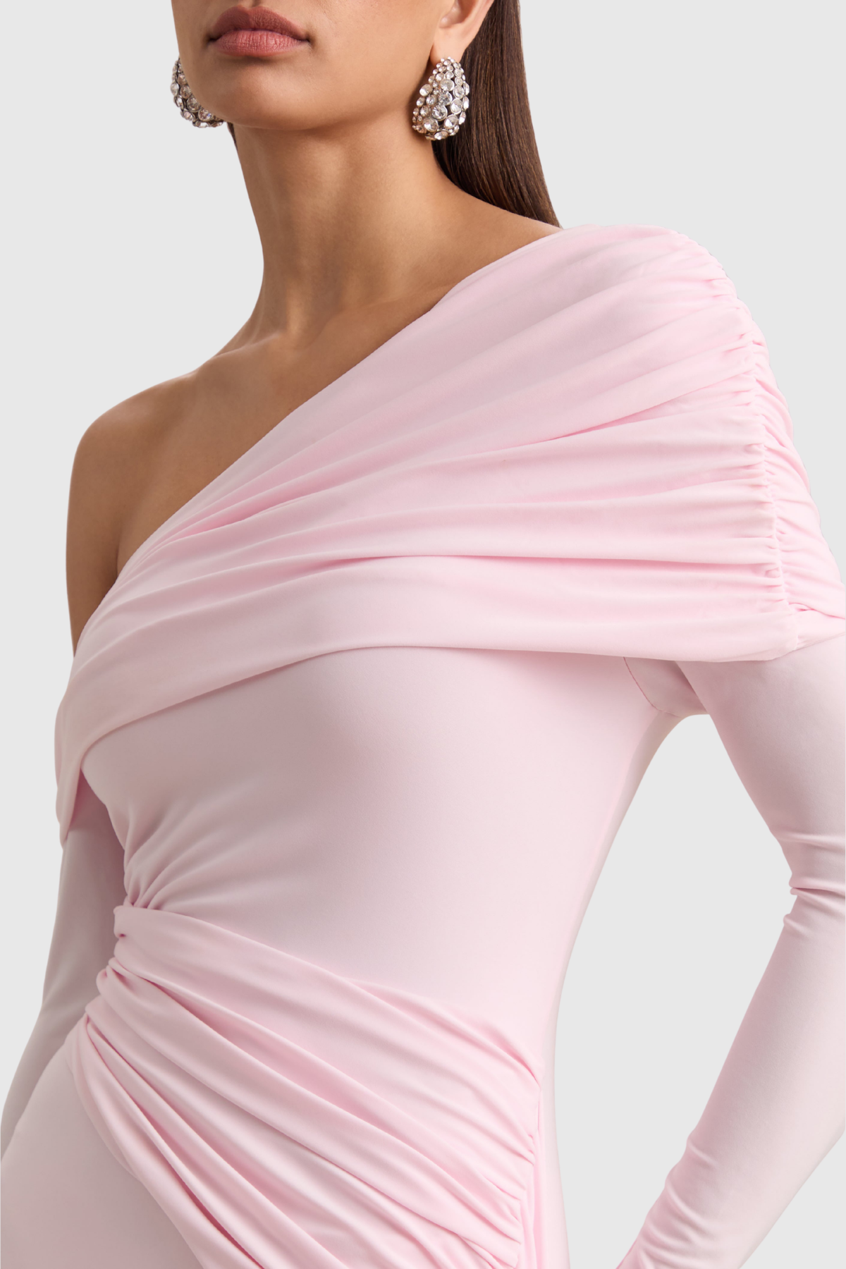 Vlaise Off Shoulder Draped Mini Dress - Pink