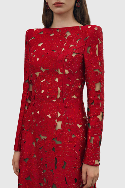 Vylah Floral Crystal Embellished Maxi Dress