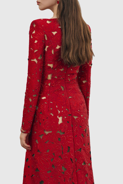 Vylah Floral Crystal Embellished Maxi Dress