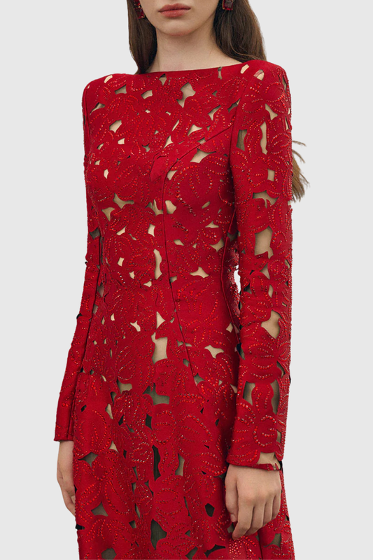 Vylah Floral Crystal Embellished Maxi Dress