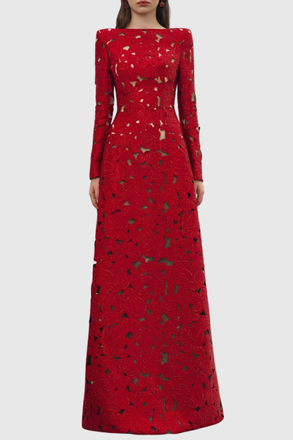 Vylah Floral Crystal Embellished Maxi Dress