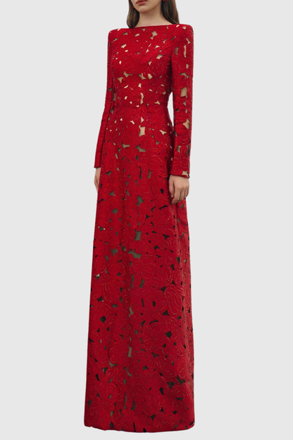 Vylah Floral Crystal Embellished Maxi Dress