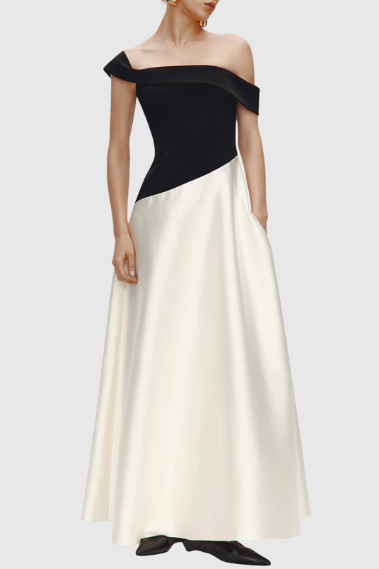 Wahra Off Shoulder Contrast Maxi Dress