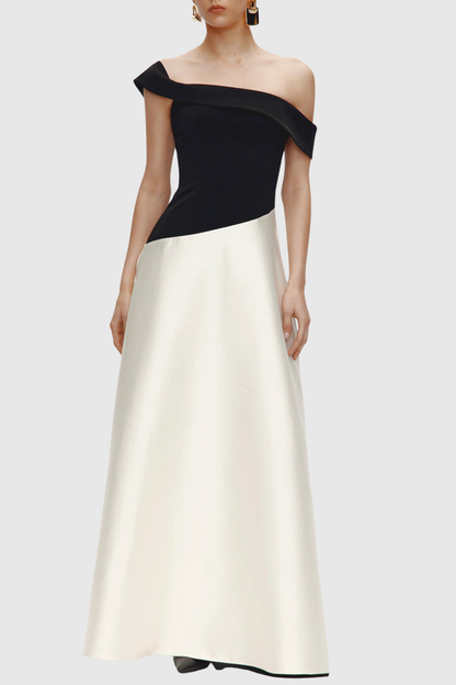 Wahra Off Shoulder Contrast Maxi Dress