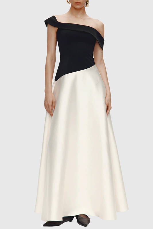 Wahra Off Shoulder Contrast Maxi Dress