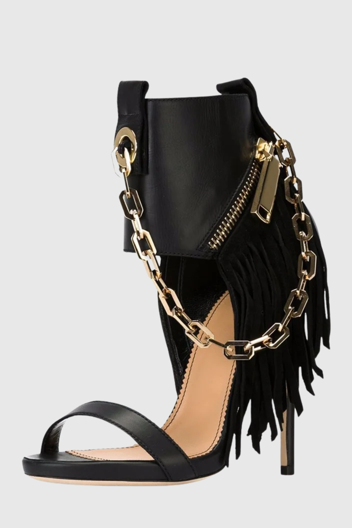Wamia Fringe Chain Ankle Sandals