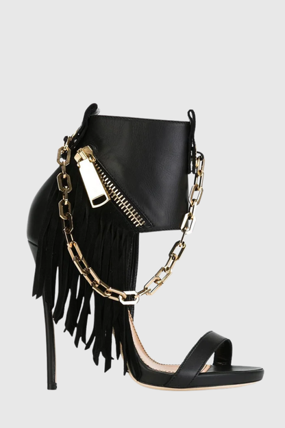 Wamia Fringe Chain Ankle Sandals