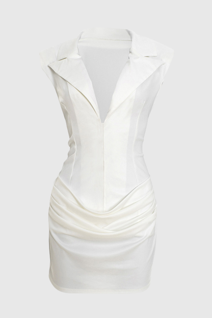 Wanolia Sleeveless Draped Mini Dress - White