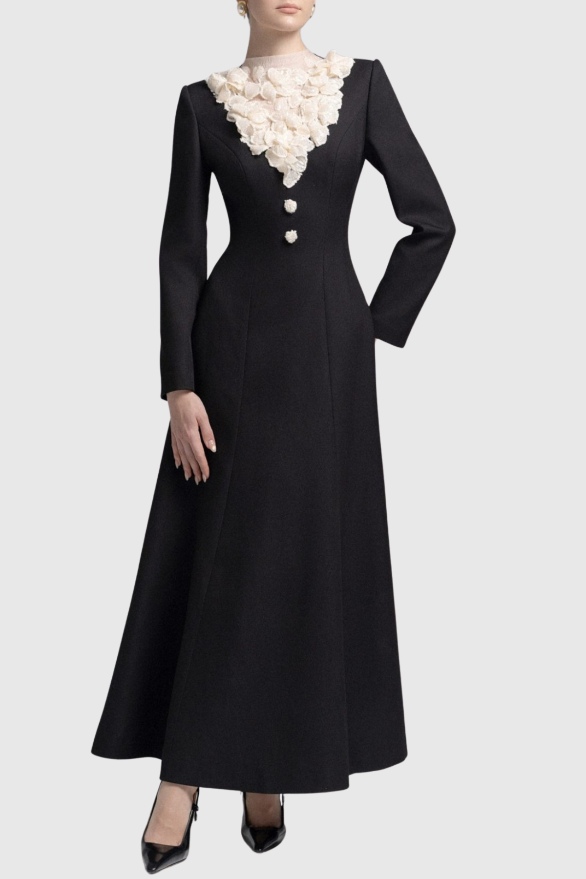 Warala Floral Sequin Embellished Maxi Dress