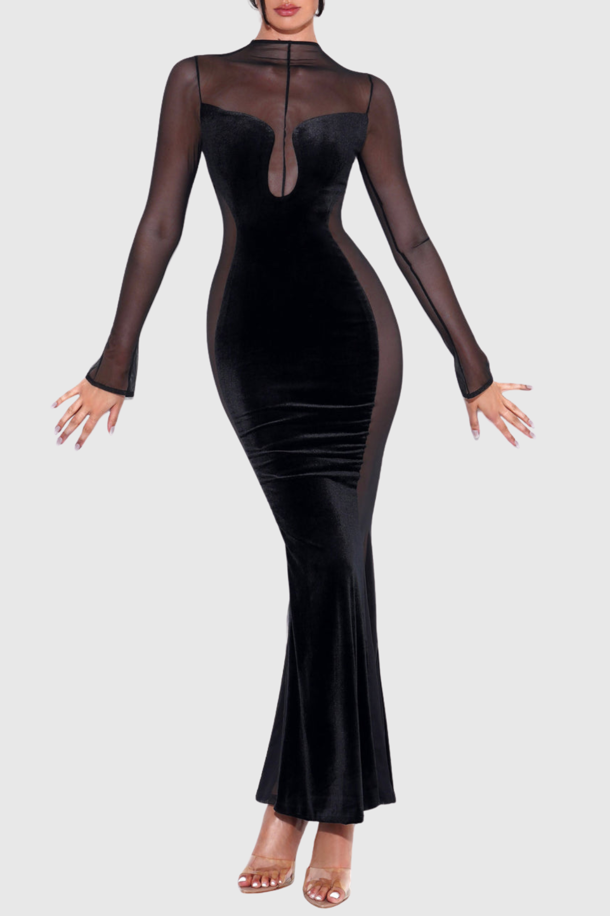 Wilbura Velvet Mesh Maxi Dress