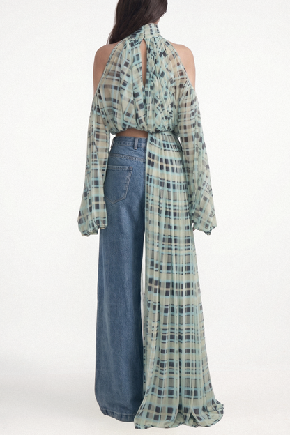 Wildera Plaid Draped Top