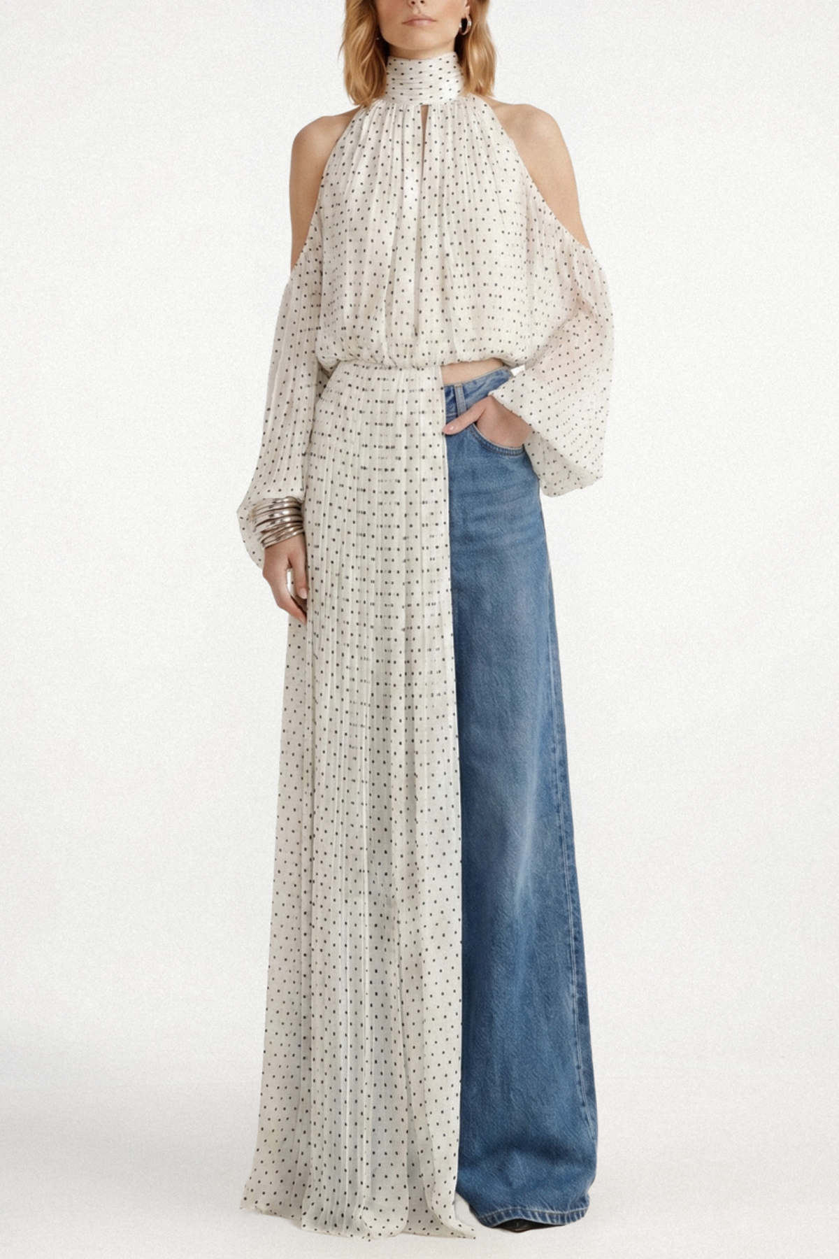 Wildera Polka Dot Draped Top