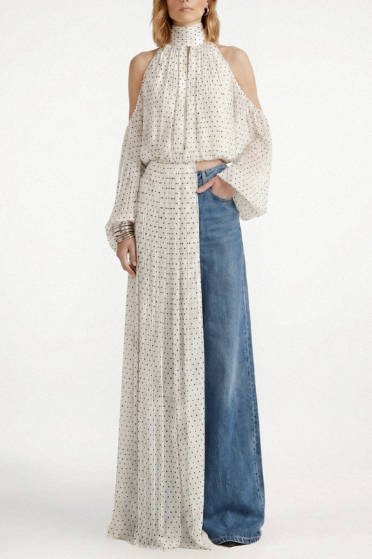 Wildera Polka Dot Draped Top