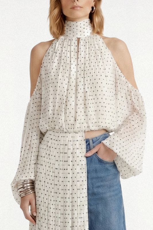 Wildera Polka Dot Draped Top