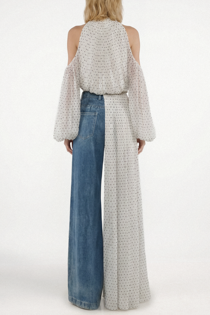 Wildera Polka Dot Draped Top