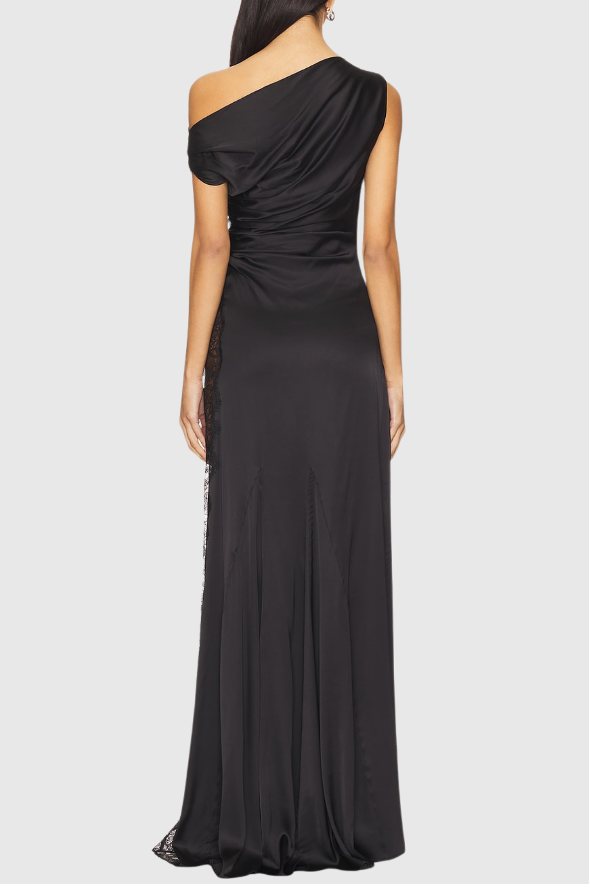 Witta One Shoulde Lace Satin Maxi Dress