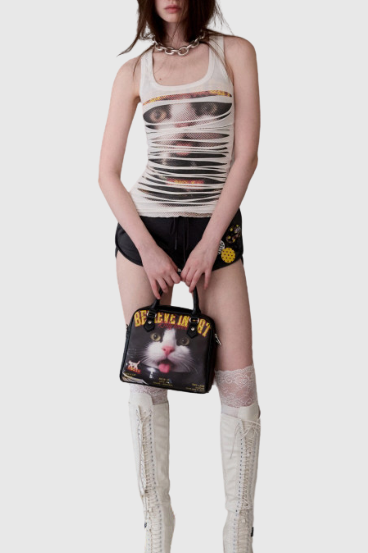 Wiwia Cat Print Tank Top