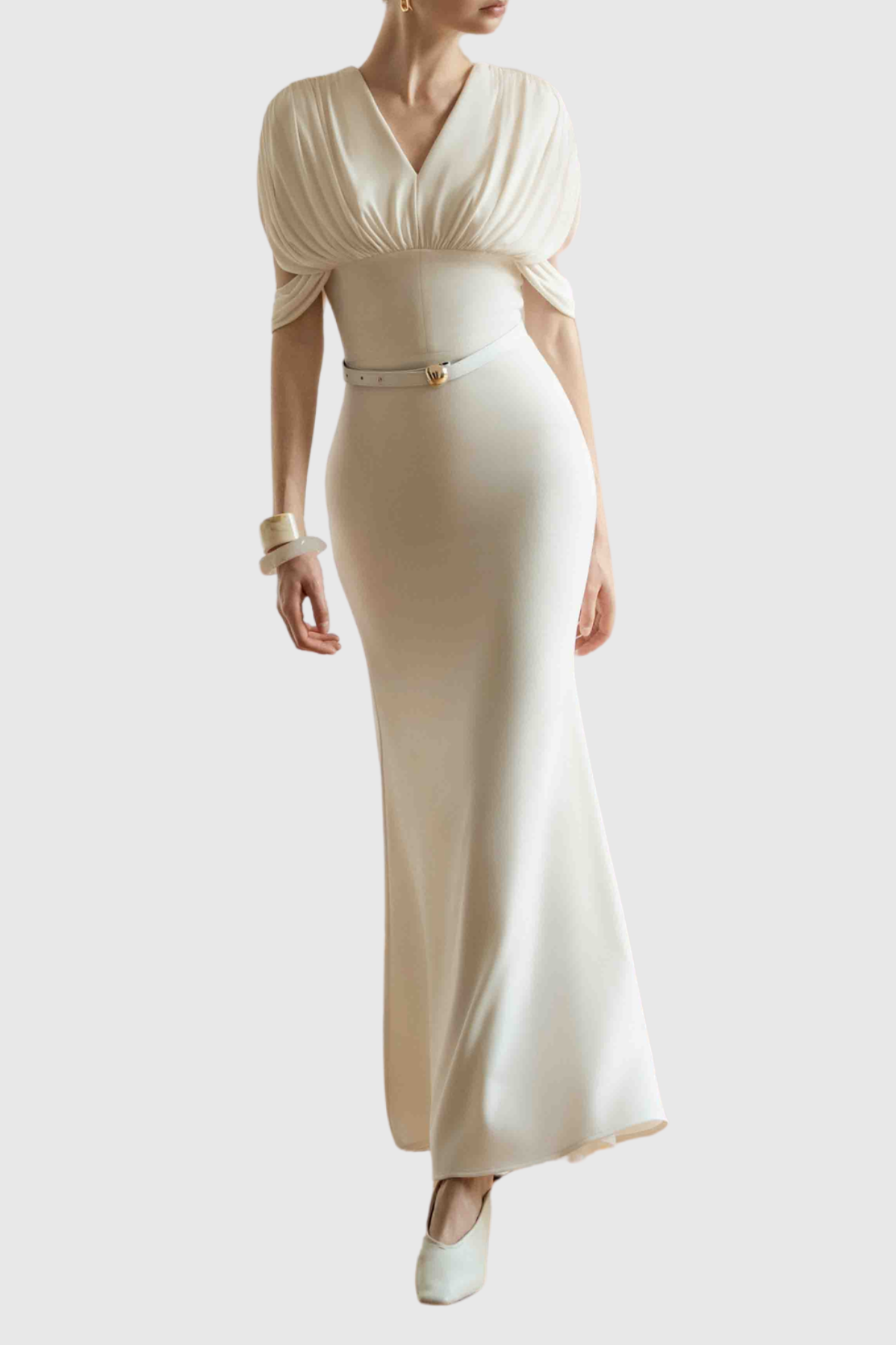 Xelina Draped Belted Maxi Dress