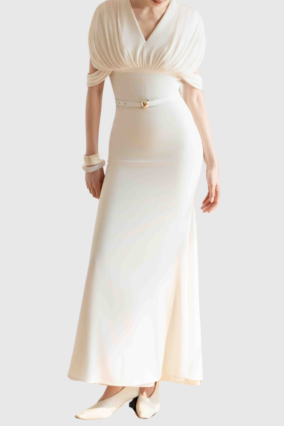 Xelina Draped Belted Maxi Dress