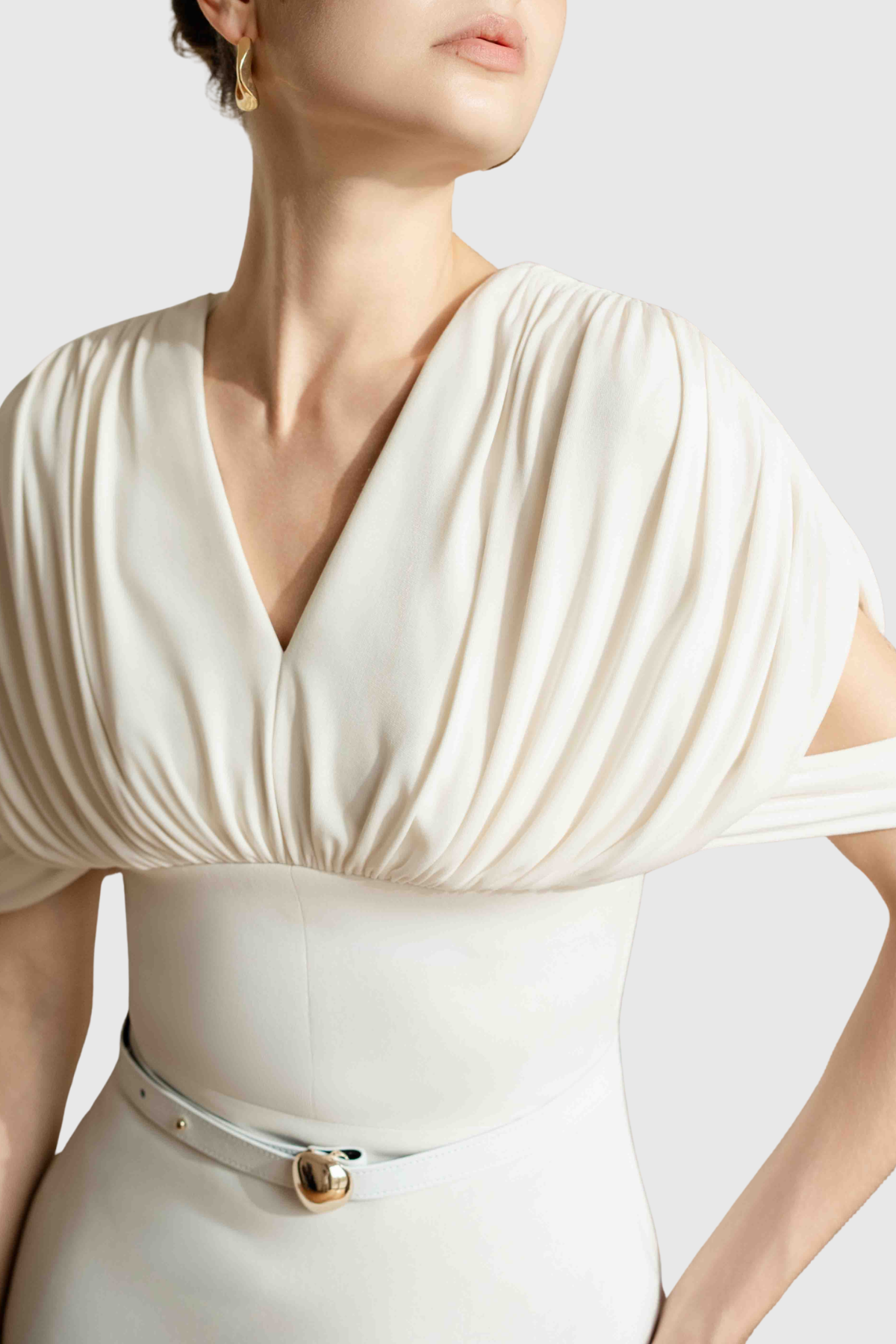 Xelina Draped Belted Maxi Dress