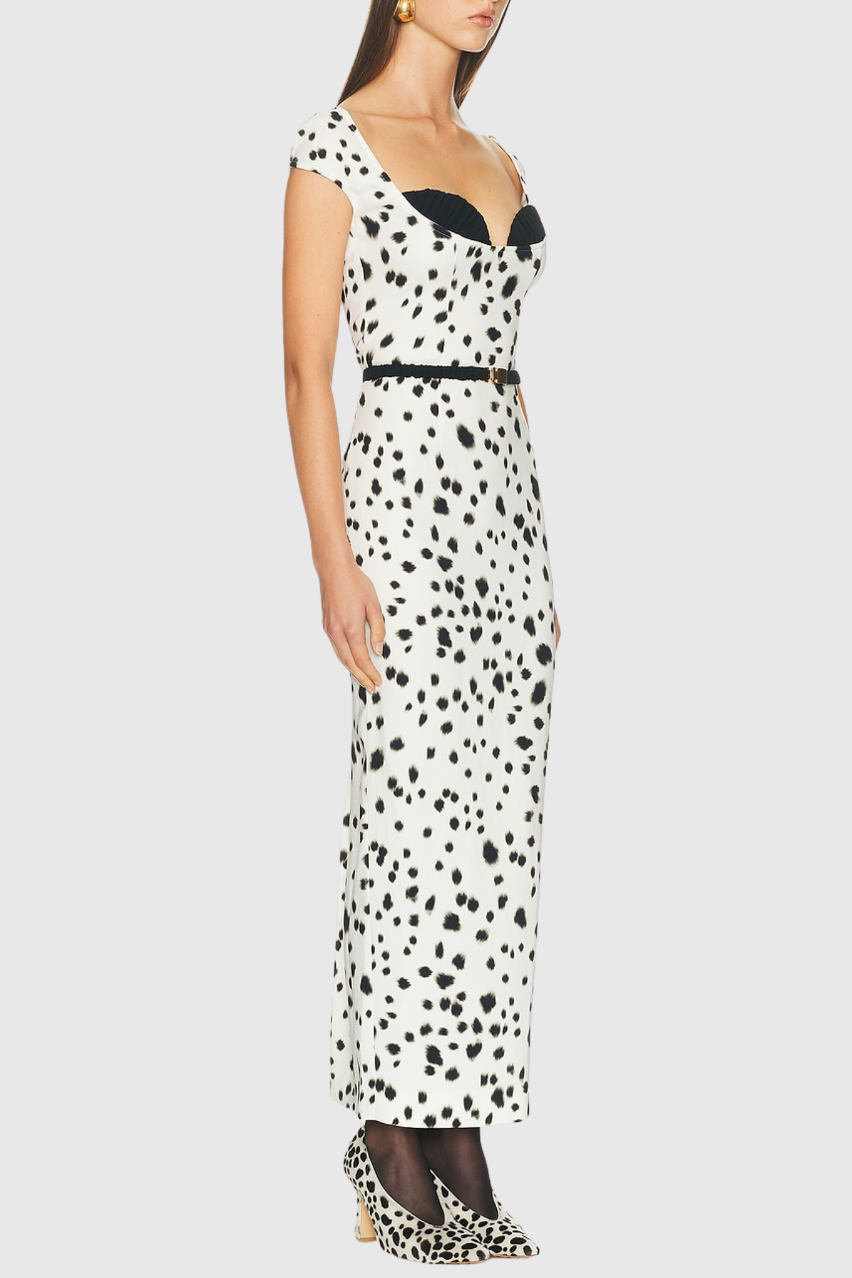Xochita Dalmatian Belted Maxi Dress