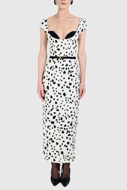 Xochita Dalmatian Belted Maxi Dress
