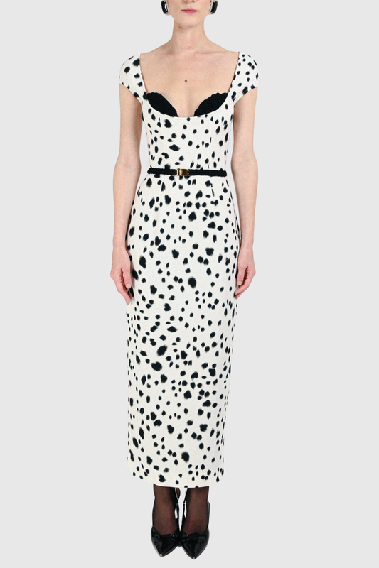 Xochita Dalmatian Belted Maxi Dress