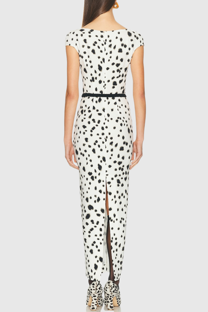 Xochita Dalmatian Belted Maxi Dress