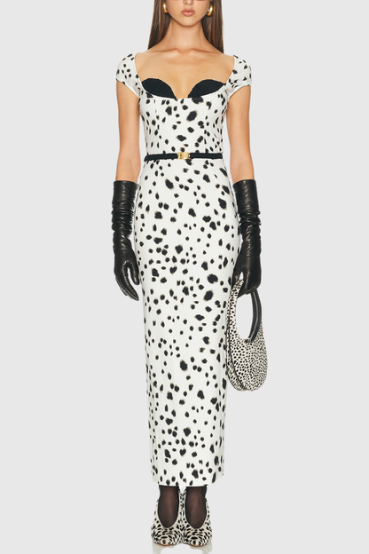 Xochita Dalmatian Belted Maxi Dress