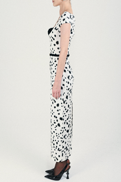 Xochita Dalmatian Belted Maxi Dress