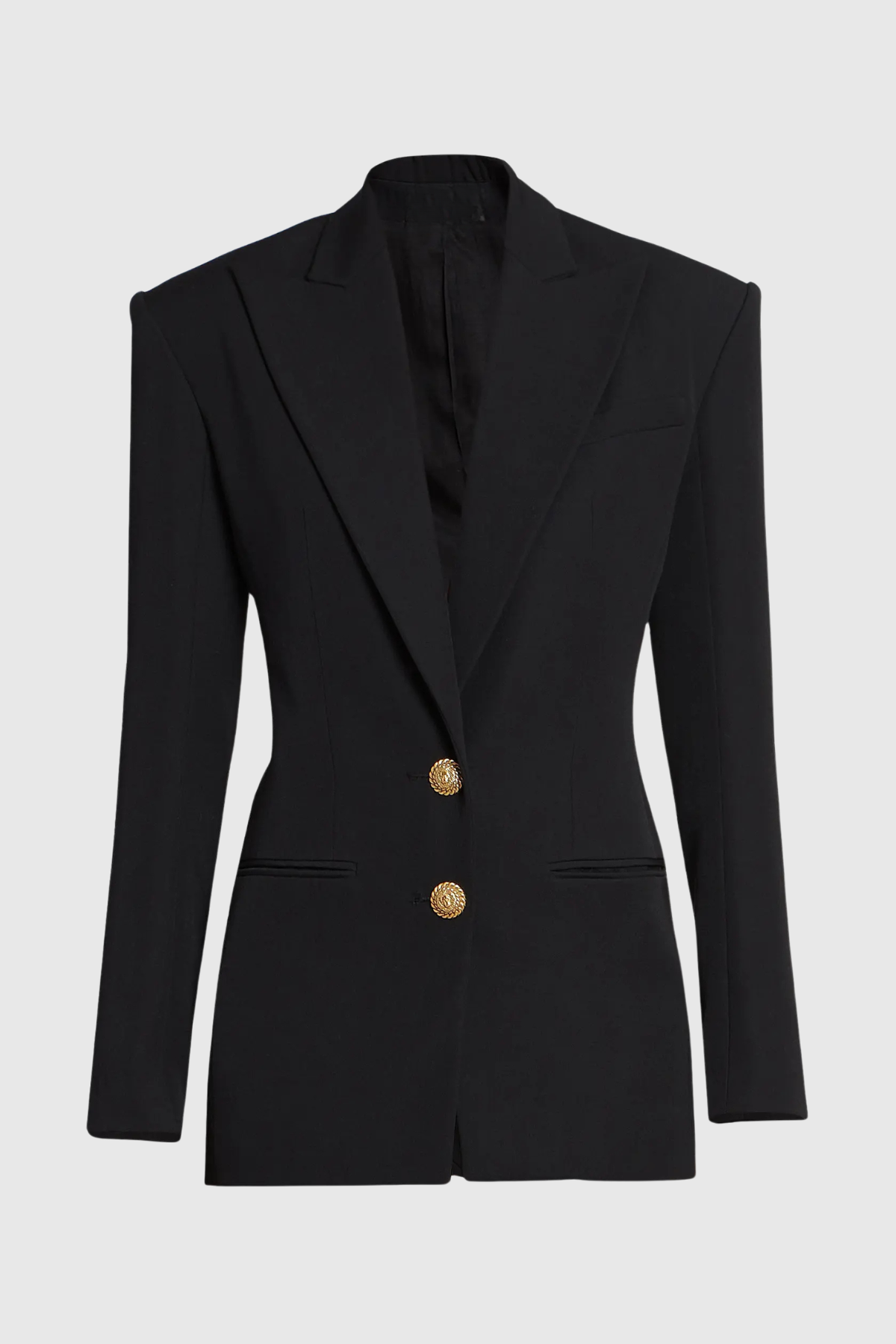 Xyla Buttoned Cinched Waist Blazer - Black