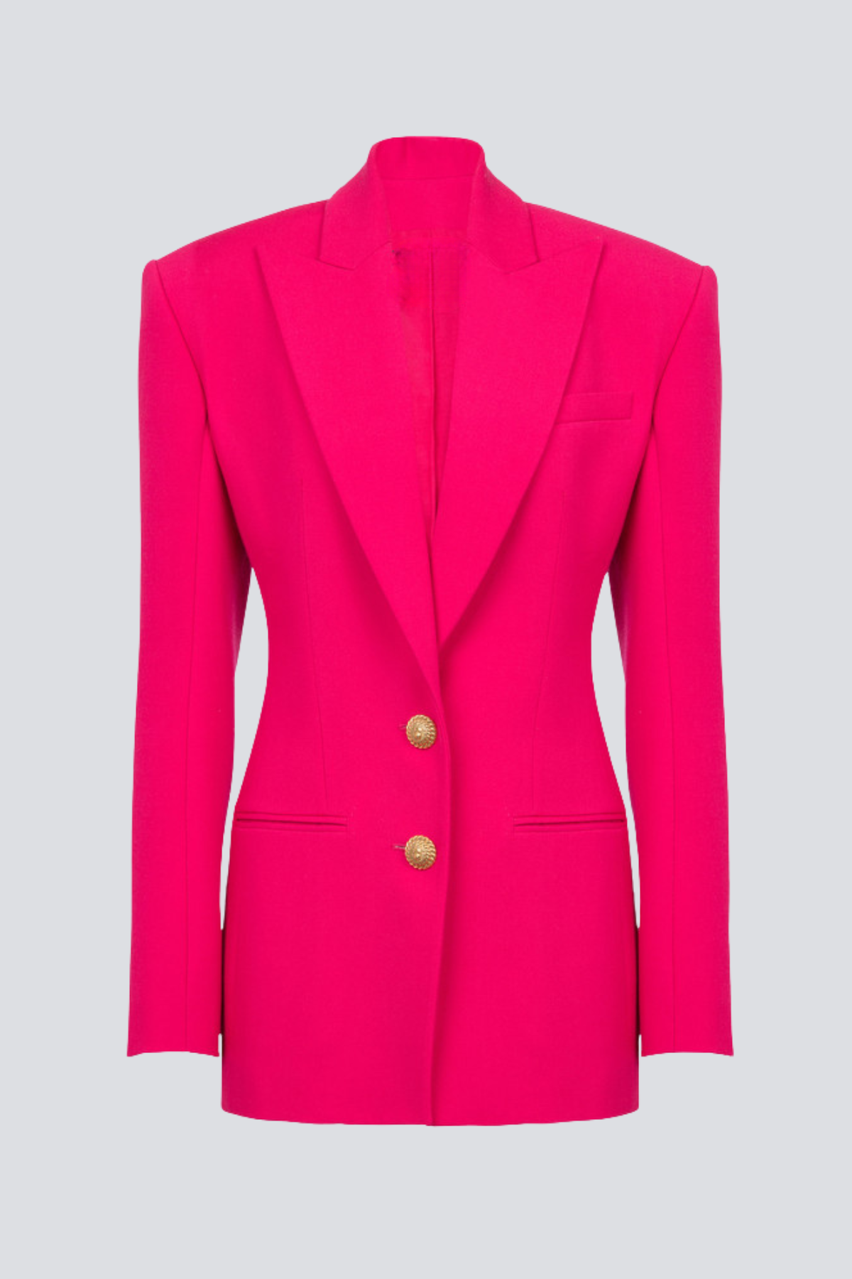 Xyla Buttoned Cinched Waist Blazer - Pink