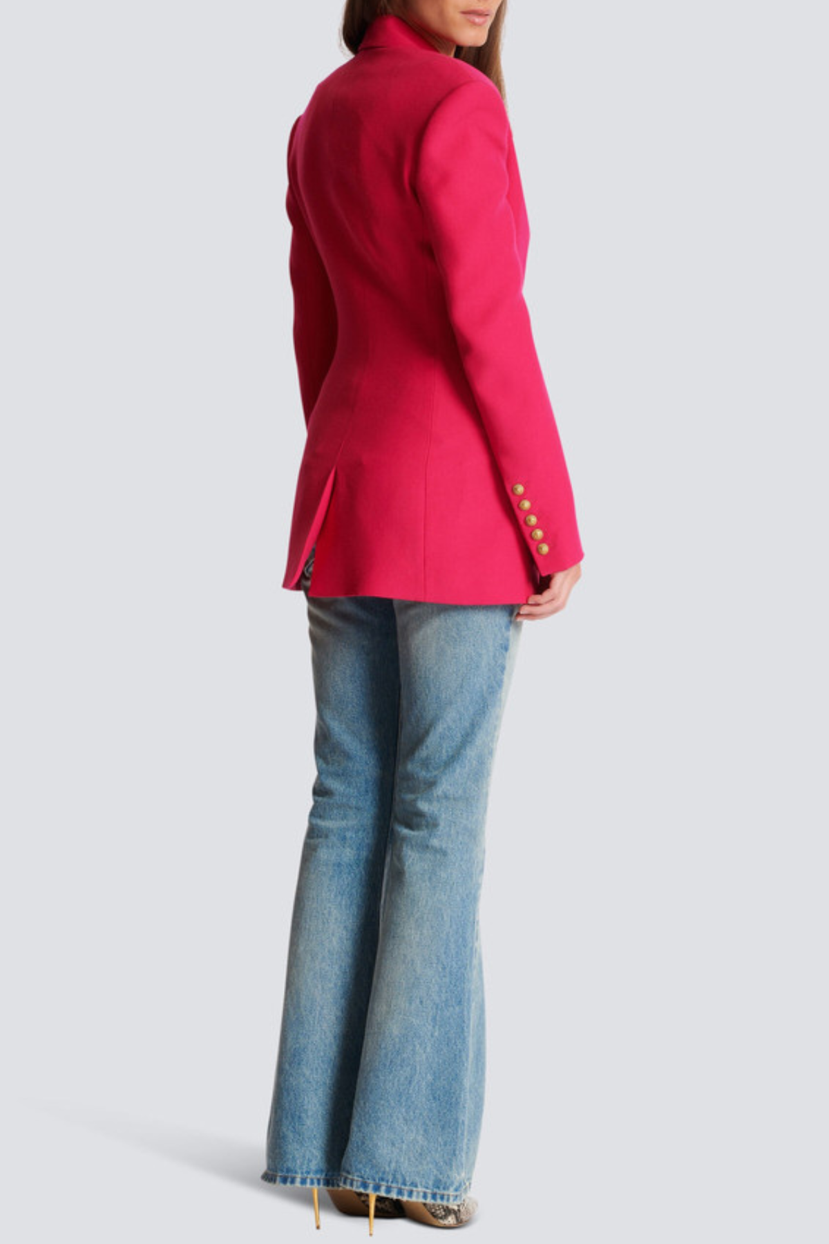Xyla Buttoned Cinched Waist Blazer - Pink