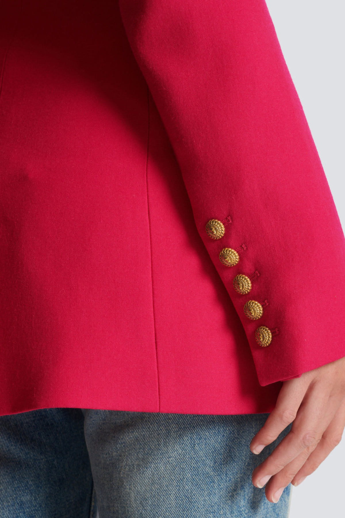 Xyla Buttoned Cinched Waist Blazer - Pink