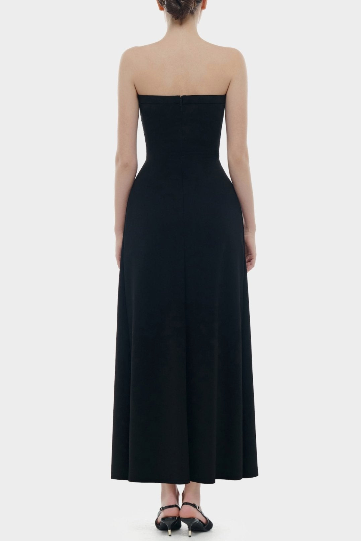 Yannick Strapless Bow Ruched Maxi Dress