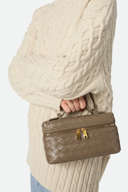 Yaritza Woven Clutch Bag - Brown