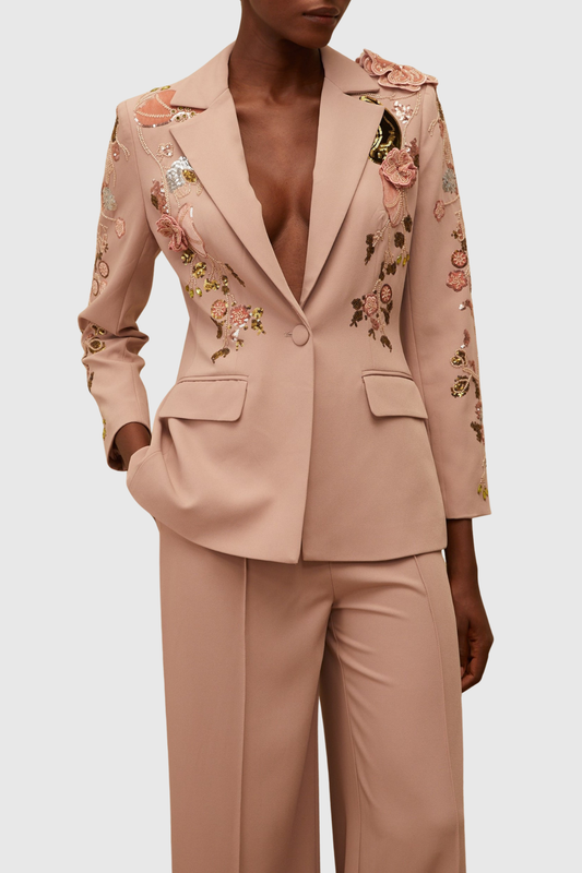 Yaval Floral Embroidered Blazer & Trousers Set